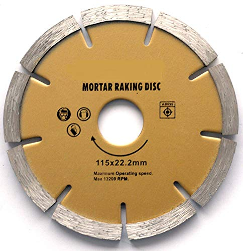 Unibos | Diamond Mortar Rake Disc | 115mm 4 1/2 Grinder | Segmented Diamond Dry Cutting Disc | For Cutting Ceramic, Porcelain, Granite, Tiles, Concrete, Marble, Bricks & Stones