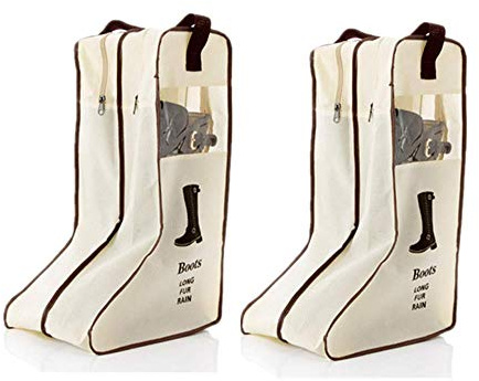 Portable 2 Pack Boots Storage,Tall Boots Storage/Protector Bag, Boots Cover (Beige)