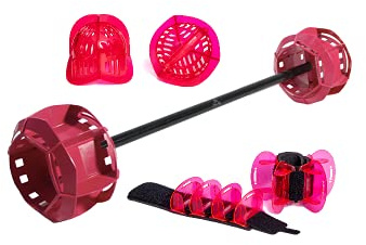 Hydrorevolution Ultimate Pool Exercise Bundle | Medium Resistance Water Weights | Water Exercise Equipment | Aqualogix Pink Bells, Fins & Aquastrength Barbell | Quick Start Guide
