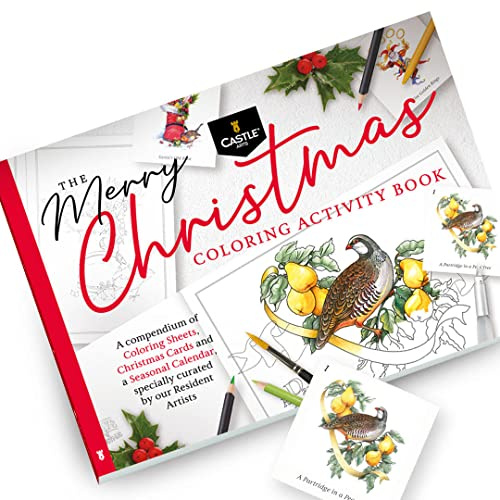 Castle Arts Christmas Colouring Book | Compendium of Cards, Calendar and Scenes Curated to Lift the Spirit | with Colour Reference Guide | No Show-Thru Artist Grade Paper | Frameable Landscape A4 Size
