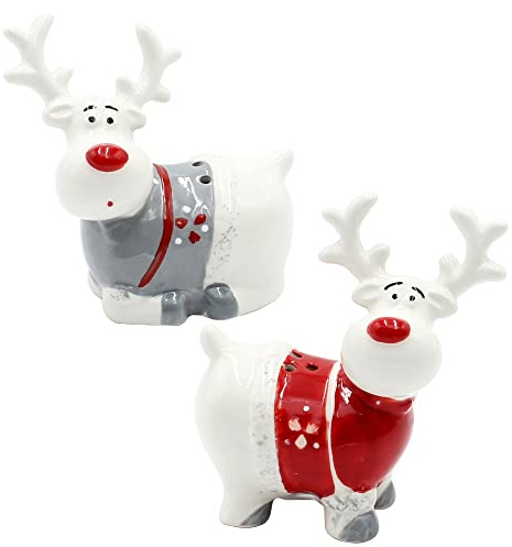 Dekohelden24 Keramisk salt- och pepparströare/kryddströare som älg, L/B/H 8 x 5 x 8,5 cm