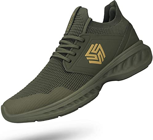 Giniros Mens Slip On Walking Shoes Non Slip Running Shoes Breathable Workout Shoes Lightweight Gym Sneakers Army Green Size 11