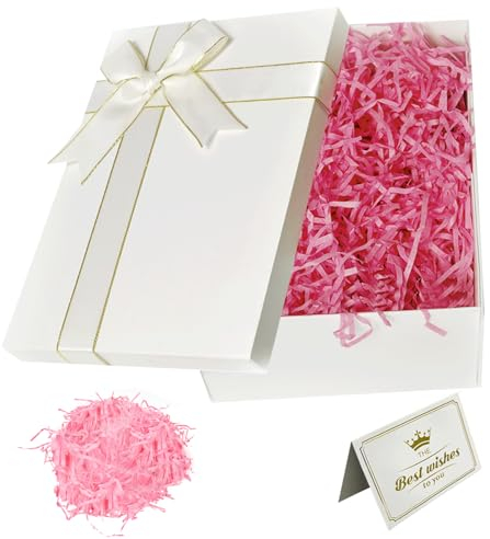 Ensemble Boite Cadeau, Coffrets Cadeaux Rectangulaires Polyvalents, 21,7 x 15,7 x 8,5 CM Boîte Cadeau Vide Pliable Pour Mariage Anniversaire Noël Thanksgiving (Blanc)