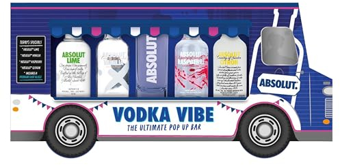 Absolut Vodka Vibe Gift Set - Flavoured Vodka Including Lime, Raspberry, Original & Vanilla Vodka 4x5cl Miniature Alcohol Bottles. Christmas Gifts for Men, Stocking Fillers, Birthday Gifts