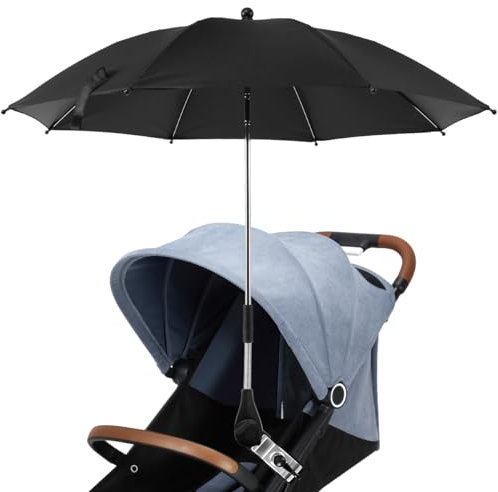 GUIJZSLTRG Universal UV Parasol for Pushchairs and Buggy, 360° Adjustable Beach Chair Sunshade With Clamp, Sun Protection Stroller Umbrella for Patio