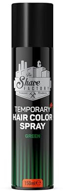 The Shave Factory Temporary Hair Color Spray - Easy and Instant, Colorful Hair Transformation without Permanent Change - Perfect for Parties, Cosplay, and Stylish Makeovers (Green, 150ML)