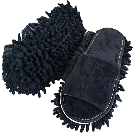 1 paire de pantoufles en microfibre avec balai à poussière pour nettoyage rapide et facile du sol - Chaussures de nettoyage lavables - Chaussures de nettoyage pour la salle de bain