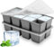 Cubiteras para Hielo 4,5 CM Grande, JRISBO 2Pcs Moldes de Silicona para Cubitos de Hielo XL con Tapa Sin BPA, Fácil Quitar Bandeja Hielo Ice Cube Tray para Whisky Cóctel Café