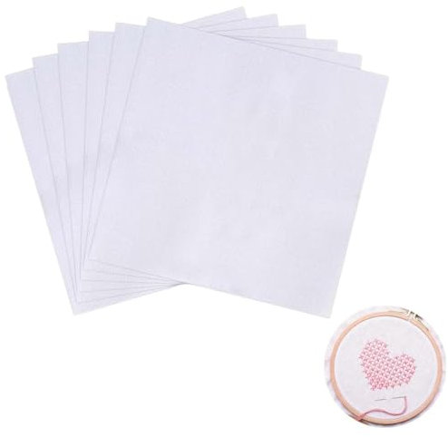 QEXUJOW Aida-Stoff, 6 Stück Kreuzstich-Stickstoff, 20 x 20 cm, Weiß, Baumwolle, Kreuzstich, DIY Stickerei, Stickstoff