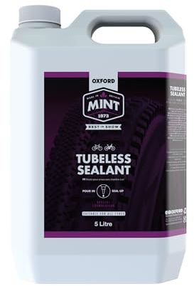 Oxford Tubeless Sealant Free-Flowing Synthetic for All Tyres Sellador sin cámara Mint OC189 | Látex sintético de Flujo Libre para Todos los neumáticos, Unisex, Blanco, 5ltr