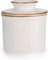 Jersinwei French Butter Dish with Lid, Reactive Glaze Butter Crock with Waterline for Fresh Butter Spreadable, Ceramic Butter Keeper for Countertop Dishwasher Safe -White