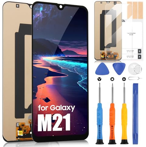 Incell Display für Samsung Galaxy M21 SM-M215F SM-M215F/DS SM-M215F/DSN LCD Display Touchscreen Digitizer Komplettbausatz mit Werkzeug (schwarz, ohne Rahmen)
