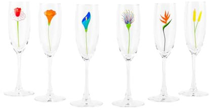 Set de 6 flûtes à Champagne - Champ de fleurs
