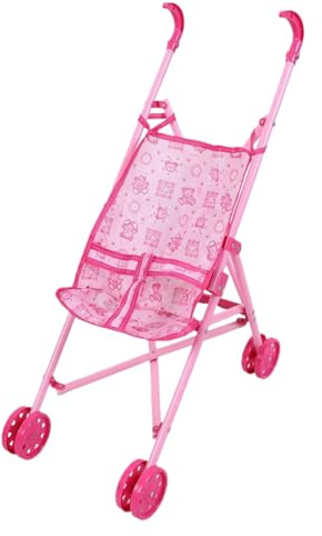 HoveeLuty Passeggino per Bambole con Motivo a Cartoni Animati, Passeggino per Bambole Pieghevole, con Cintura di Sicurezza a T e Maniglia di Spinta, per Lavabile e Staccabile per Bambine