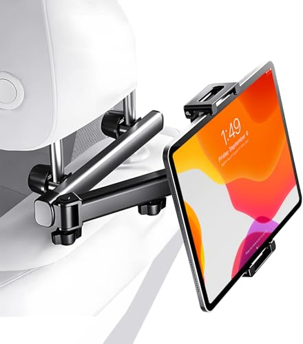 Moorstdel Tablet Halterung Auto, Stärkere Tragfähigkeit Tablethalterungen Auto, Ausziehbar Tablet Halter Kopfstütze, 360° Drehung Tablethalterungen Auto für 5.3-11.4Zoll Geräte & Smartphone