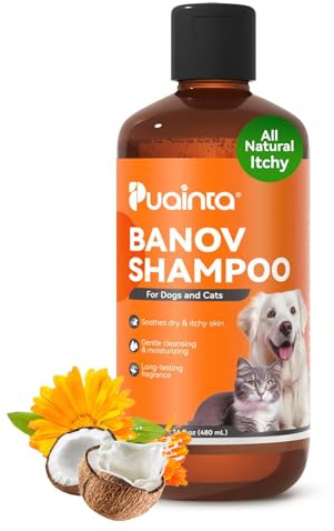 PUAINTA Dog & Cat Shampoo for Itchy Skin Relief, Hypoallergenic, Daily Use or Skin Conditions, 16oz
