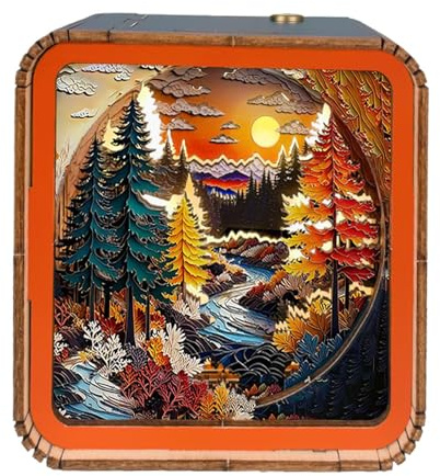 Wireless Wooden Puzzles 3D Night Light - DIY Wood Decorative Lamp, USB Rechargeable Night Lamps, Wooden Puzzle 3D Nightlight Wireless Wood Puzzles LED Art Lamp for Adults & Teens