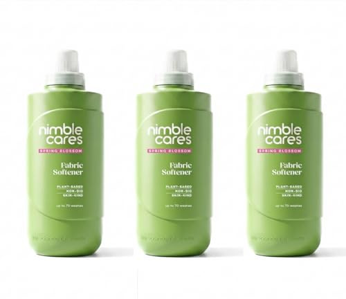 nimble cares Fabric Softener - Spring Blossom Scent - Pack of 3 - Plant-Based Fabric Conditioner - Allergen Free Fragrance - Gentle on Sensitive Skin - Dermatologist Approved - Vegan - Family Safe