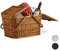 Relaxdays, Honigbraun Picknickkorb mit Deckel, geflochten, Stoffbezug, Henkel, großer Tragekorb, handgefertigt, Rattan, Picknick-Korb, 10024176_533, Picknick-Korb Rattan