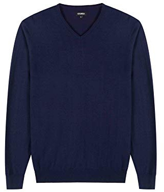 Krumba pour des Hommes Coton Énorme Col en V Pull-on Chandail 3XL Marine