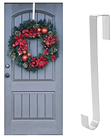 Jsdoin Christmas Wreath Door Hanger, 12.5 Inches Metal Front Door Wreath Hook for Christmas Home Office Wall Wedding Wreaths or Decorations (White, 1 Pack)