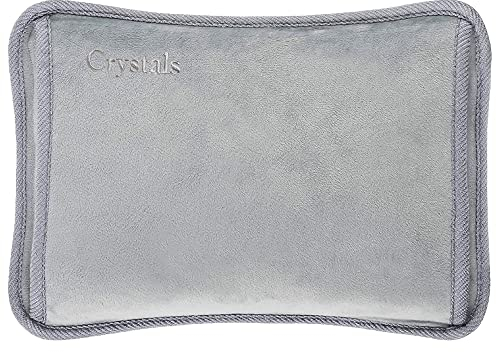 Crystals Rechargable Electric Hot Water Bottle - Hand, Shoulder and Back Pain Relief Warmer - Heat Pad (Grey)