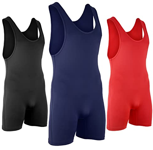 Roar Athletic Men's Wrestling Singlet Suit Bodywear Uniform for Men and Youth, Powerlifting and Exercise Equipment (Simple-Blue, Youth Large)