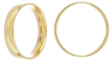 DelPia, Bague modèle alliance en or 18 carats et argent sterling 925 (épaisseur 44 mm, jaune)