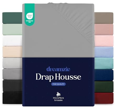 Dreamzie Sabanas 150 x 200 – Bonete 35 cm – Microfibra Suave – para Colchones Gruesos – Certificado Oeko-Tex – Gris