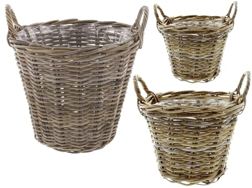 wetterladen de Frank Flechtwaren Lot de 3 corbeilles à plantes décoratives en osier