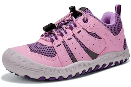 Mishansha Zapatillas de Deporte Niños Ligeras Transpirable Zapatos de Correr Antideslizante Sneakers Rosa Morado 28 EU