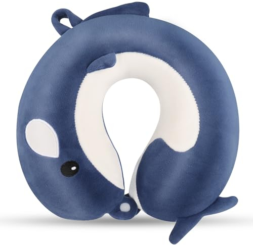 Apricitie Nackenkissen Kinder Memory Foam Reisekissen Cartoon Tier Nackenstütze, 30 x 30cm Nackenhörnchen Erwachsene Niedlich Kinder Reisekissen U-förmiges Nackenkissen Flugzeug für Reisen