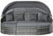 Outsunny 4-teilige Rattan Sonneninsel Sitzgruppe Liegeinsel mit Sonnendach, 4 Kissen für Garten, Balkon Metall Grau 230 x 145 x 80 cm