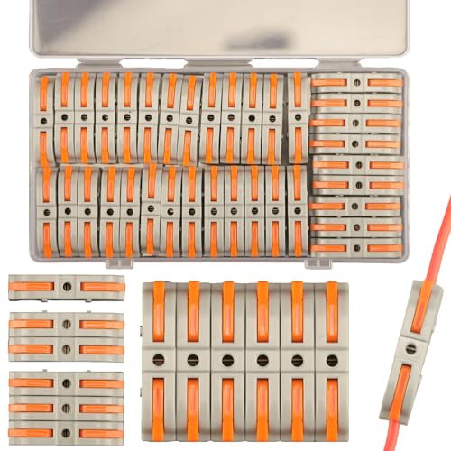 35pcs Verbindungsklemmen mit Hebel Set, 1-zu-1-Inline-Steckklemmen Set Sortiment Kabel Verbinderklemmen Kfz, Elektrische Anschlussblöcke Klemmen Set Kompakt Klemmen Leiter Klemmen Spleißverbinder