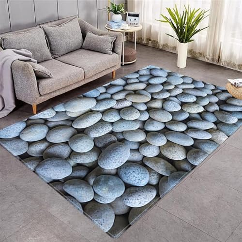 3D-Gedruckter Hellblaue Kieselsteine 200 X 300 cm -Kunstteppich, Dekorativer Teppich Für Schlafzimmer, Kinderzimmer Oder Wohnzimmer - Polyester-Soft-Touch, Leicht Zu Reinigen -0V8R4K2X7K4