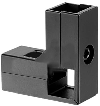 Milageto Conector de abrazadera para tubo cuadrado de 1 x 1 Herrajes para conexión de estante Pernos incluidos Accesorio liviano Aleación de aluminio, Black L Shape