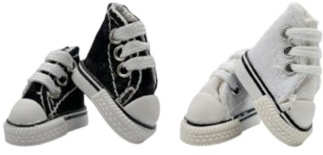 Ieron 4 Pairs Mini Finger Shoes Canvas Sneakers for Dolls Finger Skateboard Shoes Small Dance Shoes Finger Accessories for Breakdance (Black White)