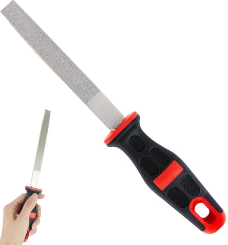 Lima plana diamantada de 6 pulgadas, grano medio 150, para vidrio, cerámica, mármol y piedra, doble cara, mango ergonómico de agarre suave con agujero para colgar, herramienta de lijado profesional