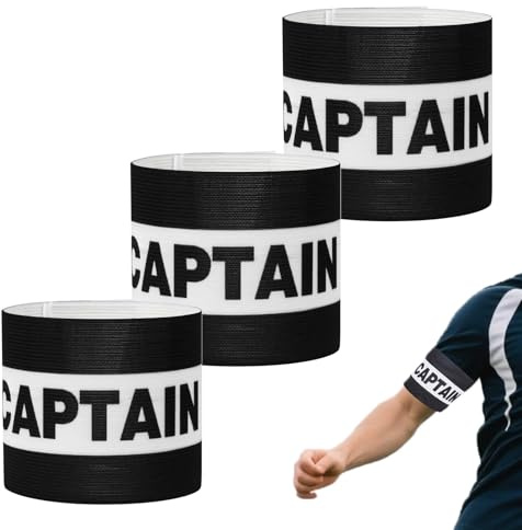 KRENIE 3 Pack Captains Armband Football - Adjustable Captain Arm Bands for Youth & Adults, Breathable Football Armbands for Soccer Rugby Basketball Volleyball Sports Team Accessories (Black)