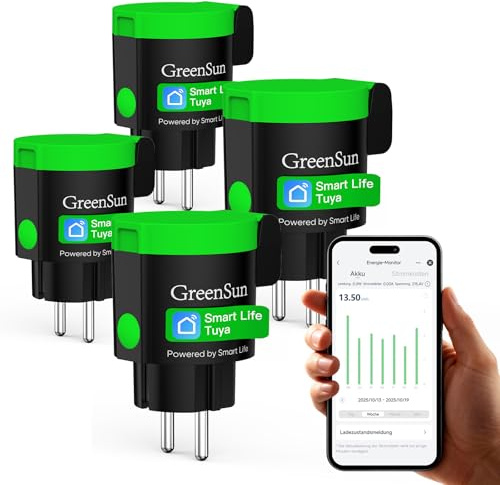 GreenSun Prise Connectée WiFi Extérieur - Prise Consommation Electrique Compatible avec Alexa Prise Programmable Smart Life APP Minuteur Prise Electrique Prise Connectée IP44 4PCS