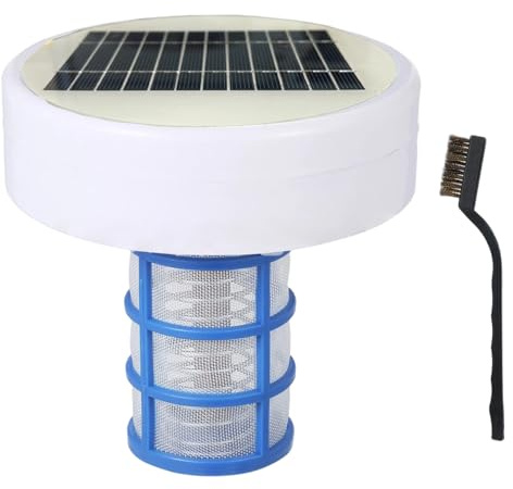 Robot pulitore per piscine, ionizzatore solare per piscina, manutenzione semplice Ionizzatore solare in ABS e rame con spazzole, ideale per ridurre il cloro, purificare l'acqua