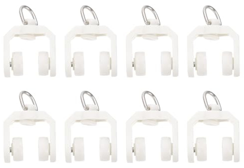 SAFIGLE 50 Piezas de Polea de Cortina Rodillos y Gancho Flexible de Plástico, Deslizadores Silenciosos para Cortinas, Visillos de Ducha, Accesorios para Instalación Rápida