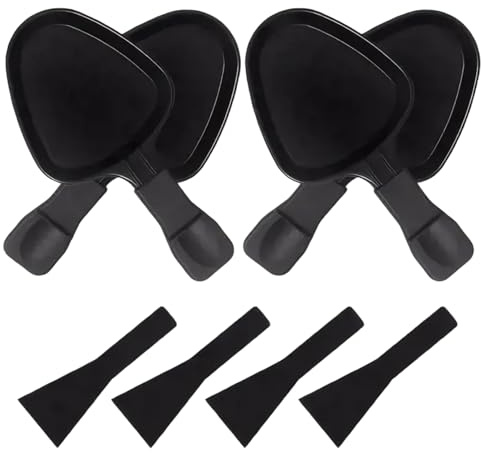 StaZamor Set di padelle per raclette 4 pezzi Teglia per formaggio raclette in metallo con spatola in nylon Teglie triangolari di ricambio per contorni di dessert al formaggio