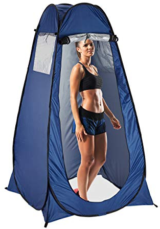Relaxdays Pop Up Umkleidezelt, H x B x T: 190 x 120 x 120 cm, für 1 person, Wurfzelt, wasserabweisend, kleines Packmaß, UV 50+, blau