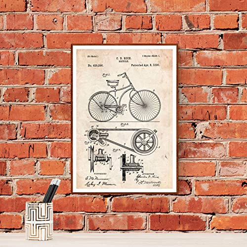 Nacnic - Poster Patente Bicicleta - Lámina Vintage Decoración Salón, Dormitorio, Habitación - Impresión Arte de Pared - Ciclismo, Deporte