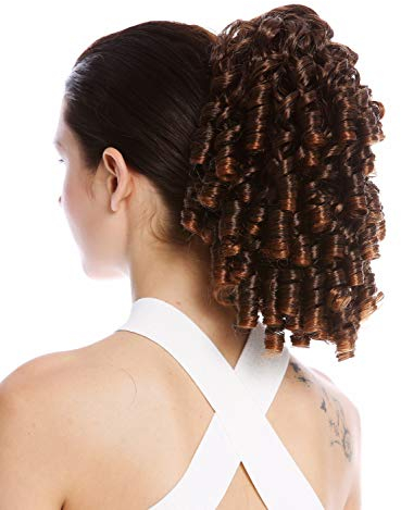WIG ME UP - N900A+2-V-2T30 Postiche couette queue de cheval boucles anglaises bouclées volumineuses mélange brun châtain