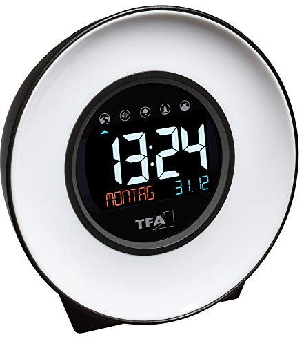 TFA Dostmann Mood Light ljus väckarklocka, med ljud från naturen, dagsljus, nattlampa, 60.2023.02