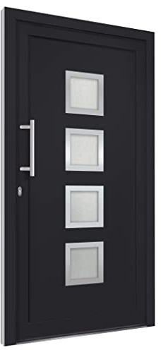vidaXL Porta di Ingresso con Accessori Sicurezza Eleganza Entrata Casa Edifici Soglia Alluminio Rinforzi e Anima in Acciaio Antracite 108x208 cm