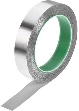 sourcing map Aluminium Klebeband 20mm x 20m Alufolie Isolierband Aluminiumband Selbstklebend Alu Klebeband Hitzebeständig Dichtungsband Wasserdicht Dichtband für Reparatur Abdichtung Isolierung