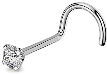 OUFER Anillos de nariz de titanio sólido en forma de tornillo, paquete de 20G, perno de nariz de 2mm y 3mm, joyería de piercing corporal de circonio transparente en forma de estrella y corazón para